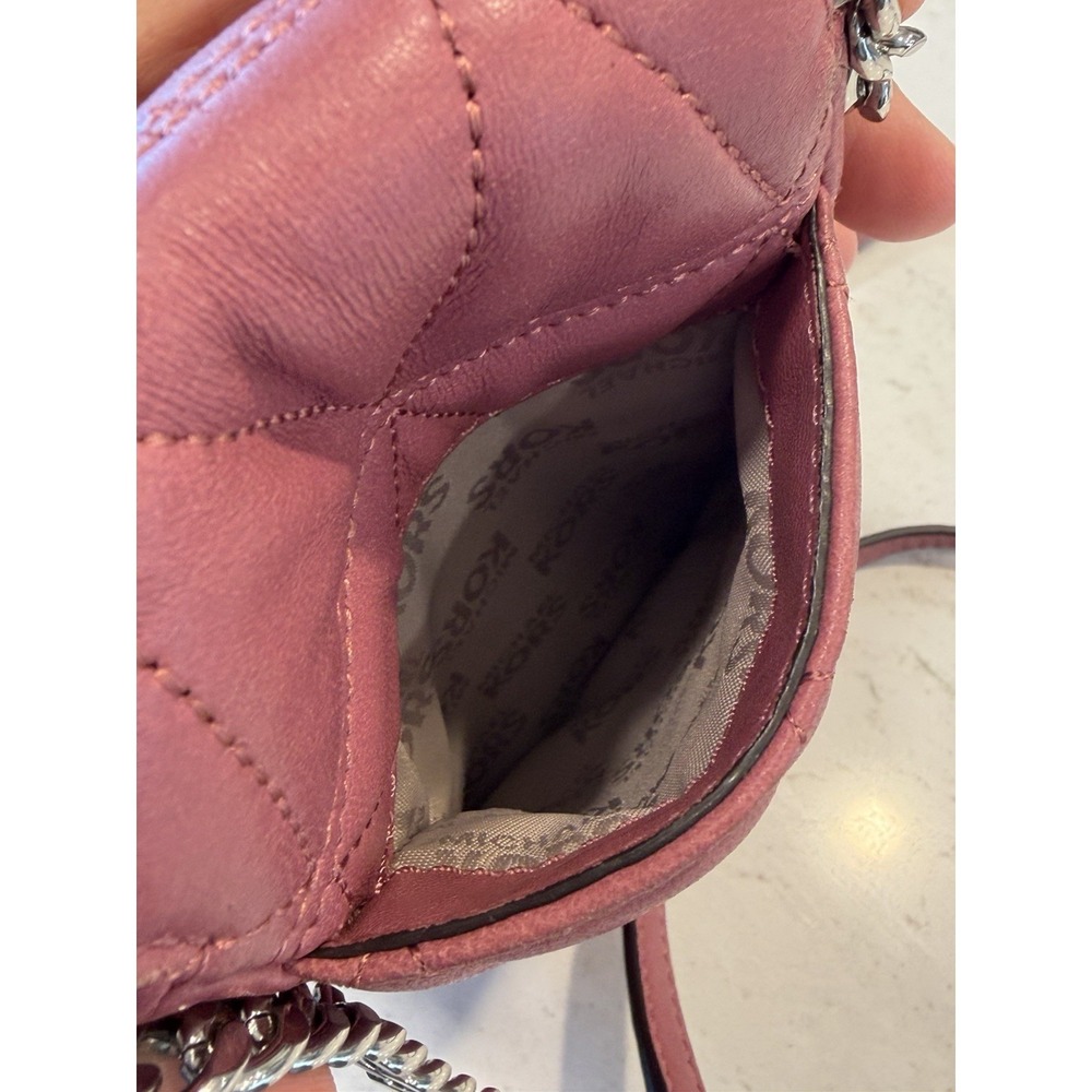 MICHAEL KORS VIVIANNE SOFT QUILTED LEATHER Cell Phone Festival PURSE Pink Tulip - Picture 6 of 9